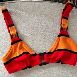 Solid and stripe terry bathing suit top size XS